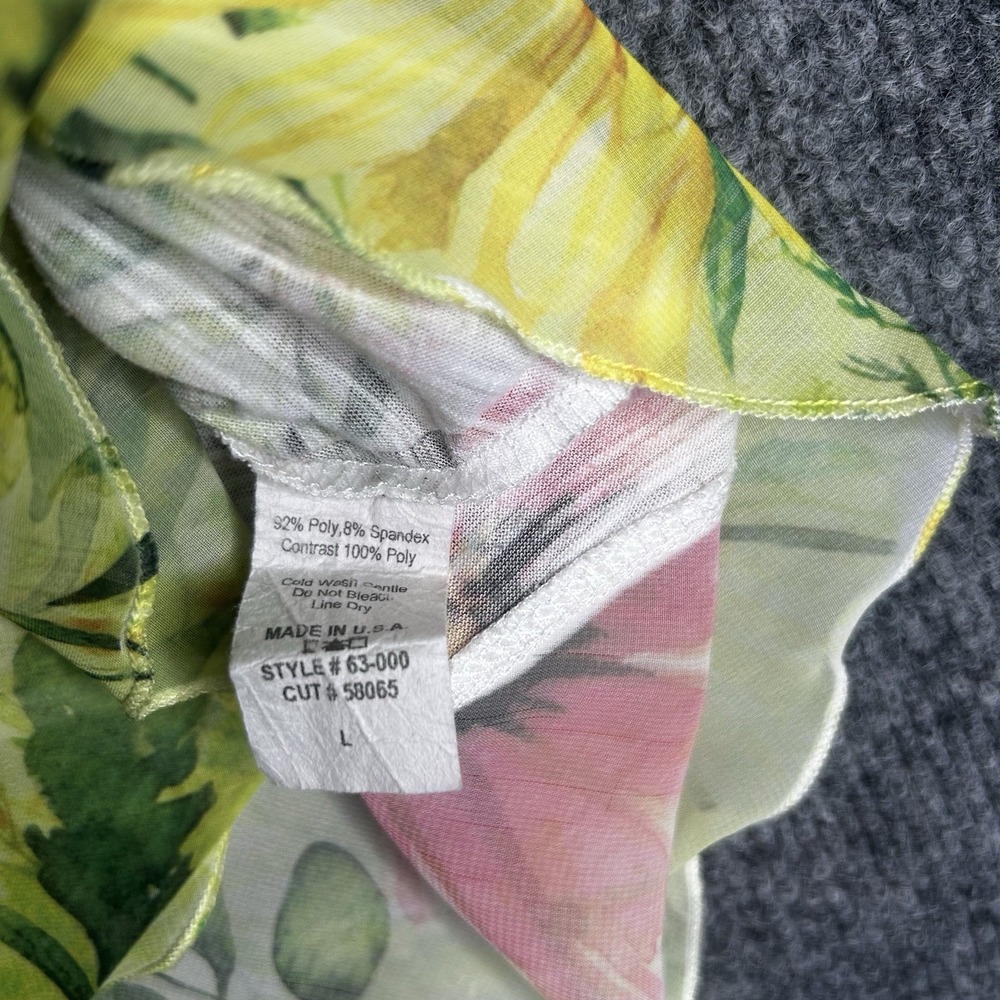 Jess & Jane Sunnyride Tunic Top Size Large Floral Nature Sheer - Picture 7 of 9